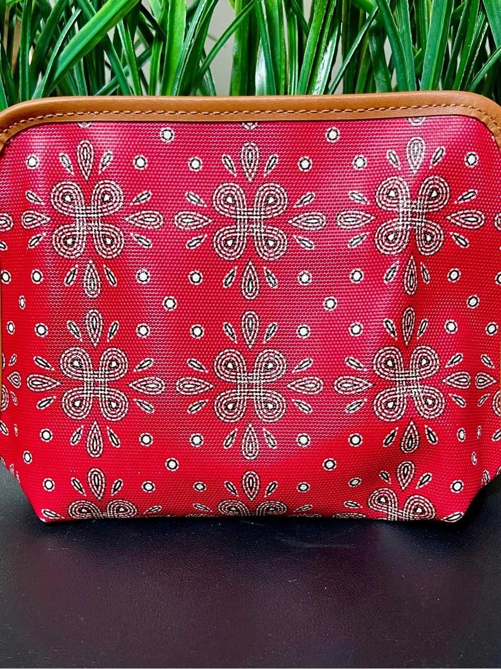 HOBO Beauty Red Journey Bandana Coated Canvas Cosmetic Pouch